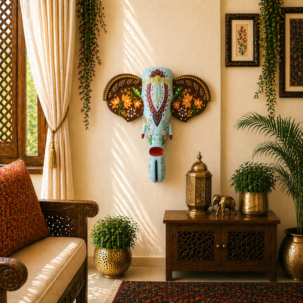 Wooden Elephant Face Wall Décor B