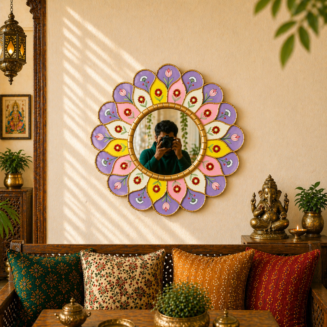 Floral Mirror Wall Décor B Premium