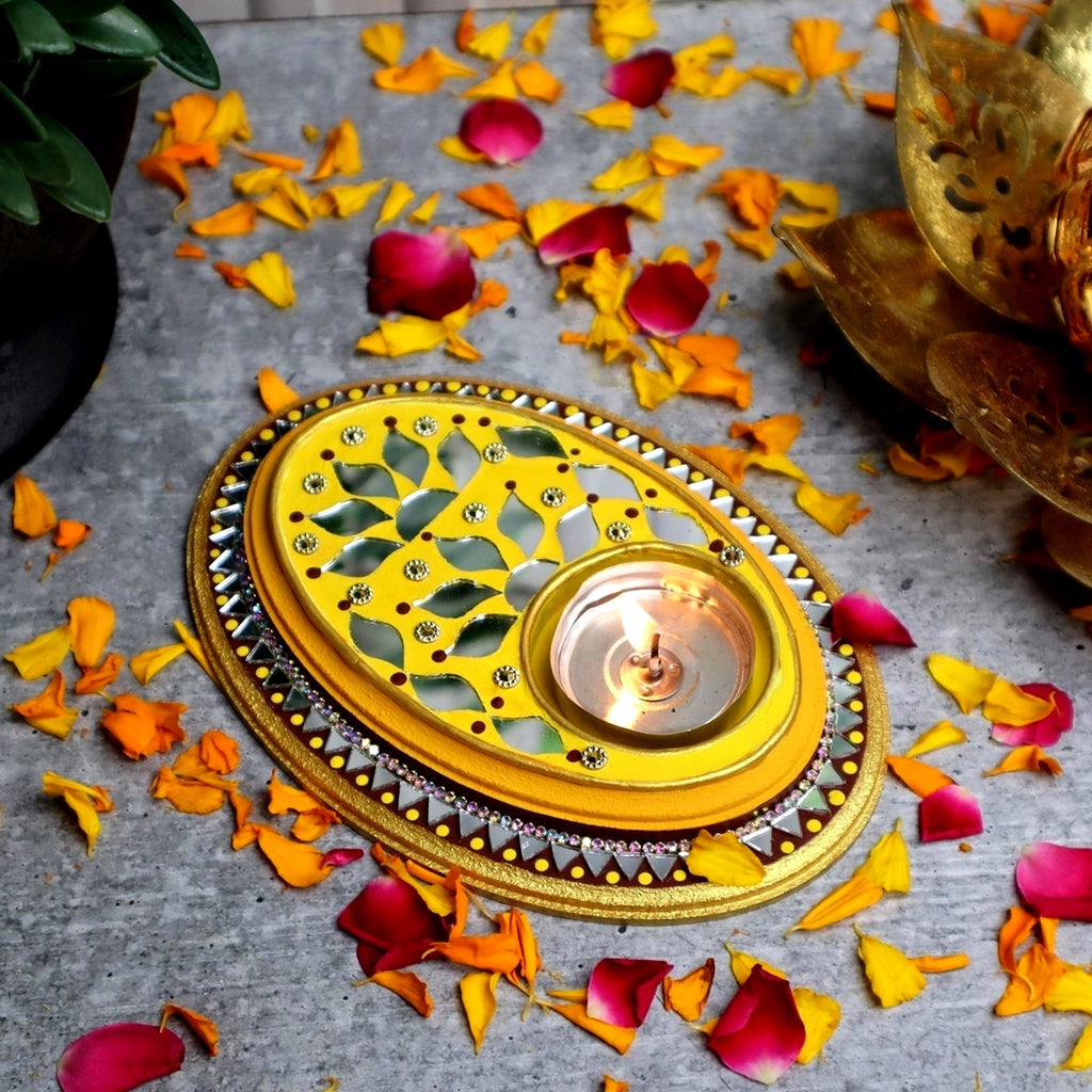 Hand Carved Tea Light Oval