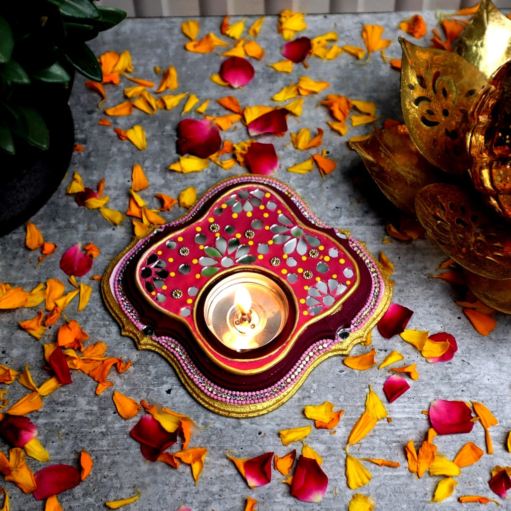 Hand Carved Tea Light Vintage Damask A