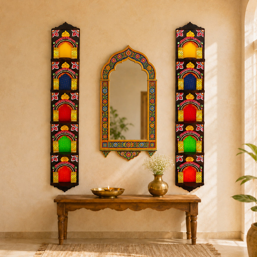 Long Natural wood jharokha Set
