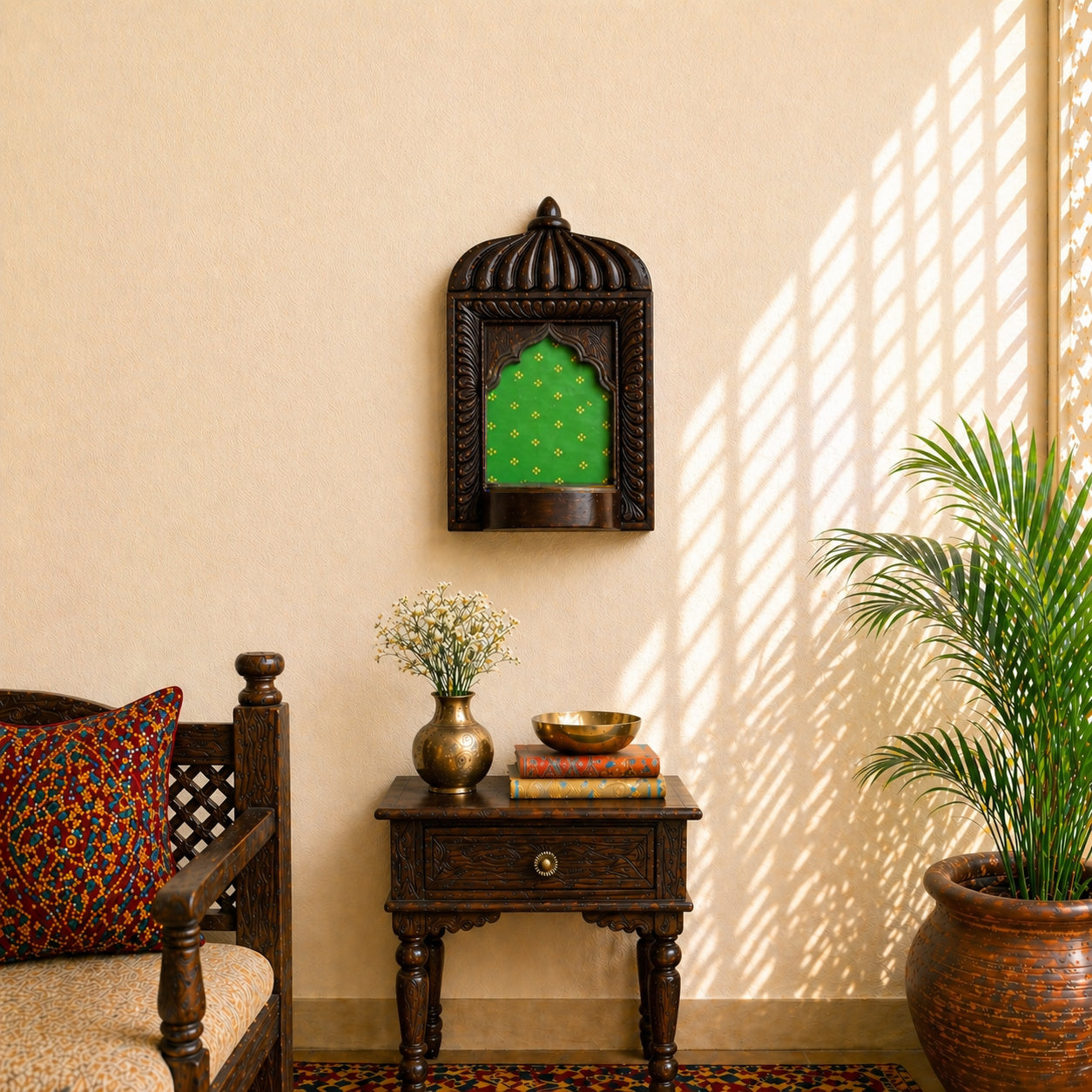 Natural wood jharokha frame