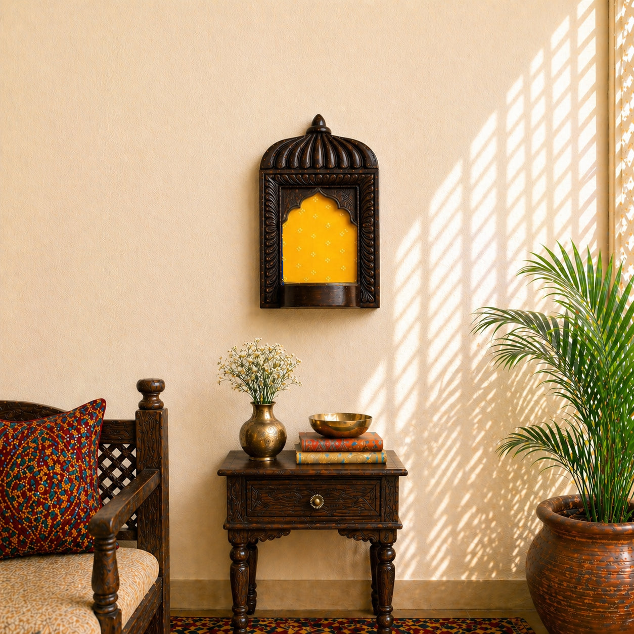 Natural wood jharokha frame