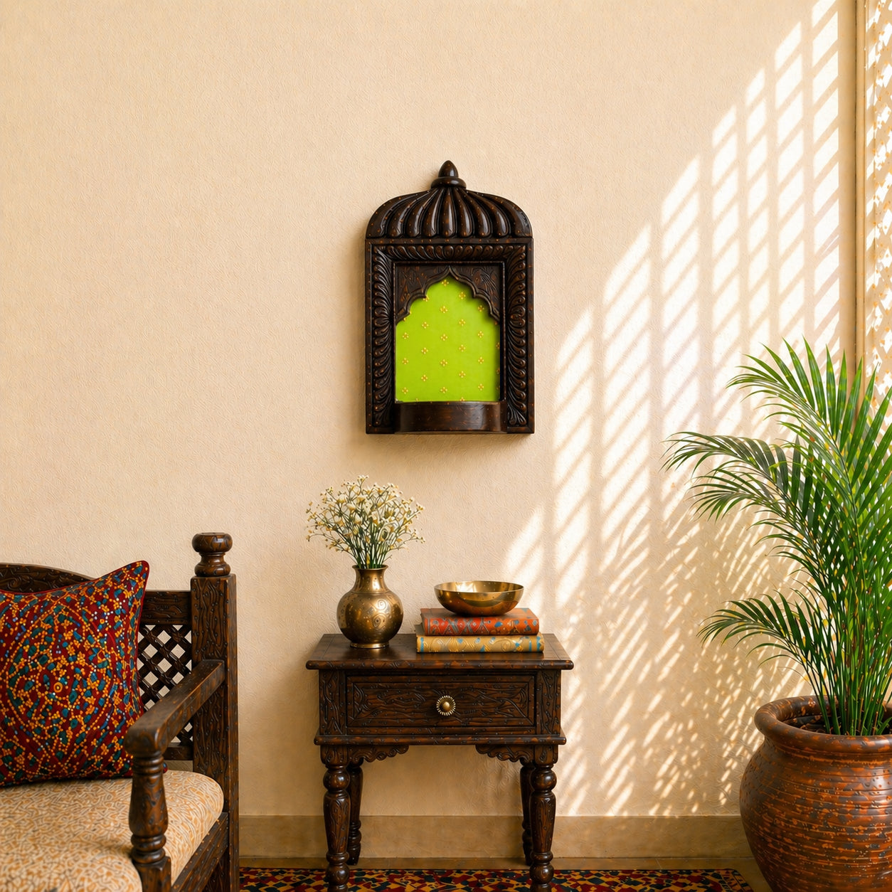Natural wood jharokha frame