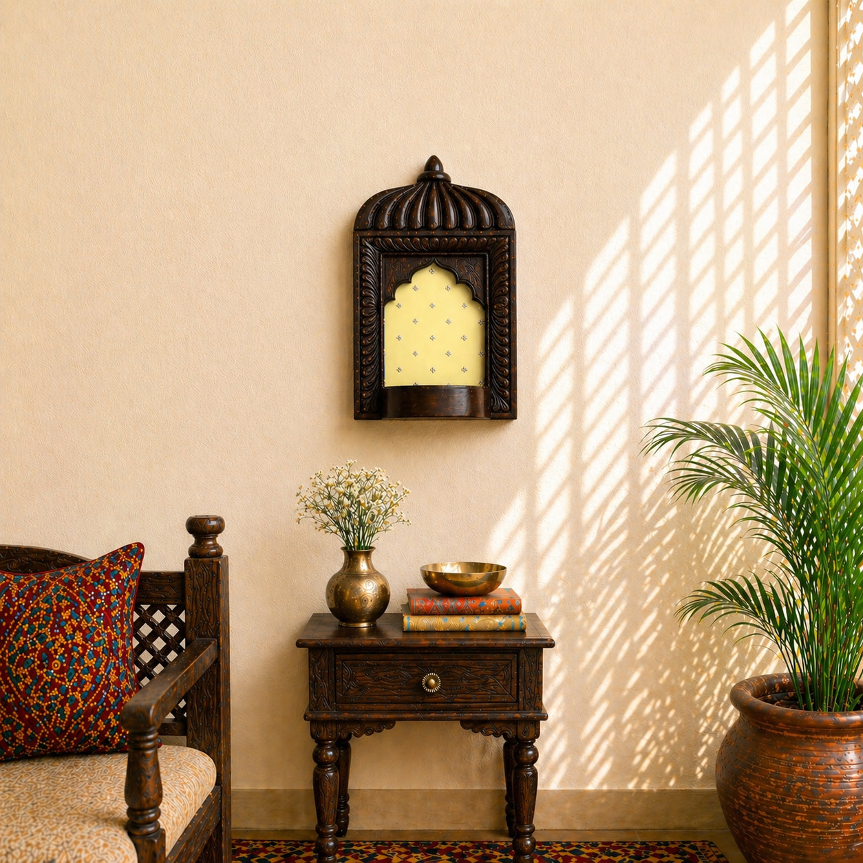 Natural wood jharokha frame