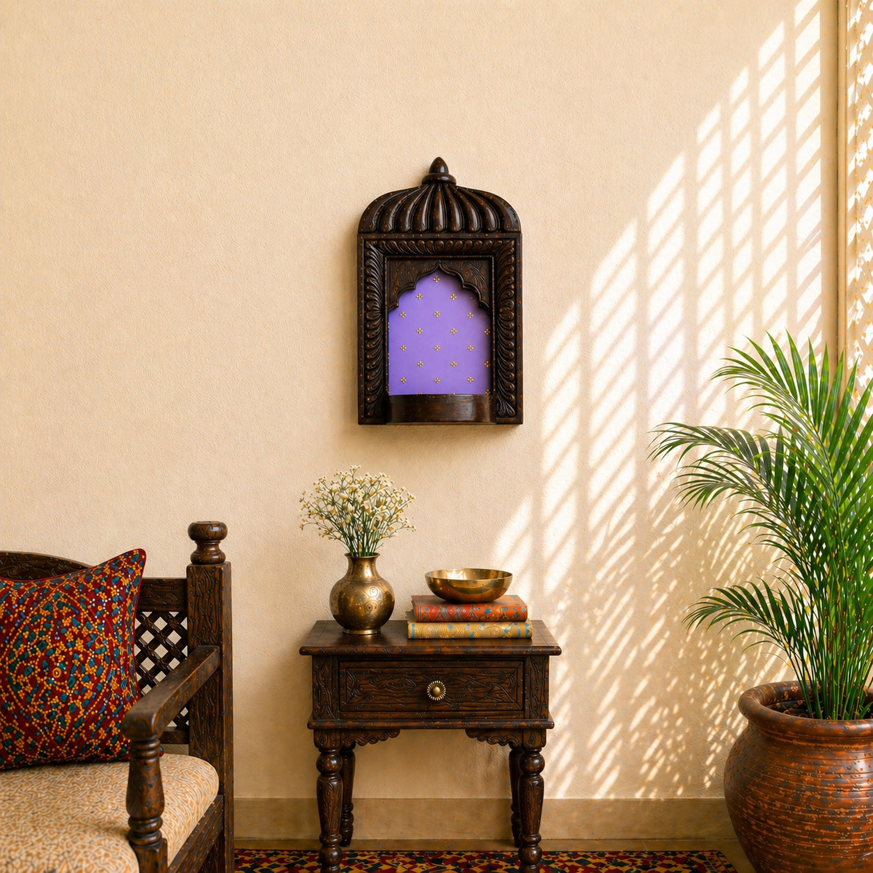 Natural wood jharokha frame