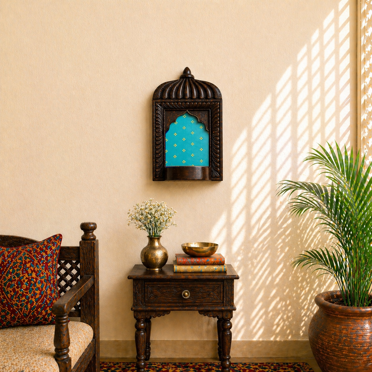 Natural wood jharokha frame