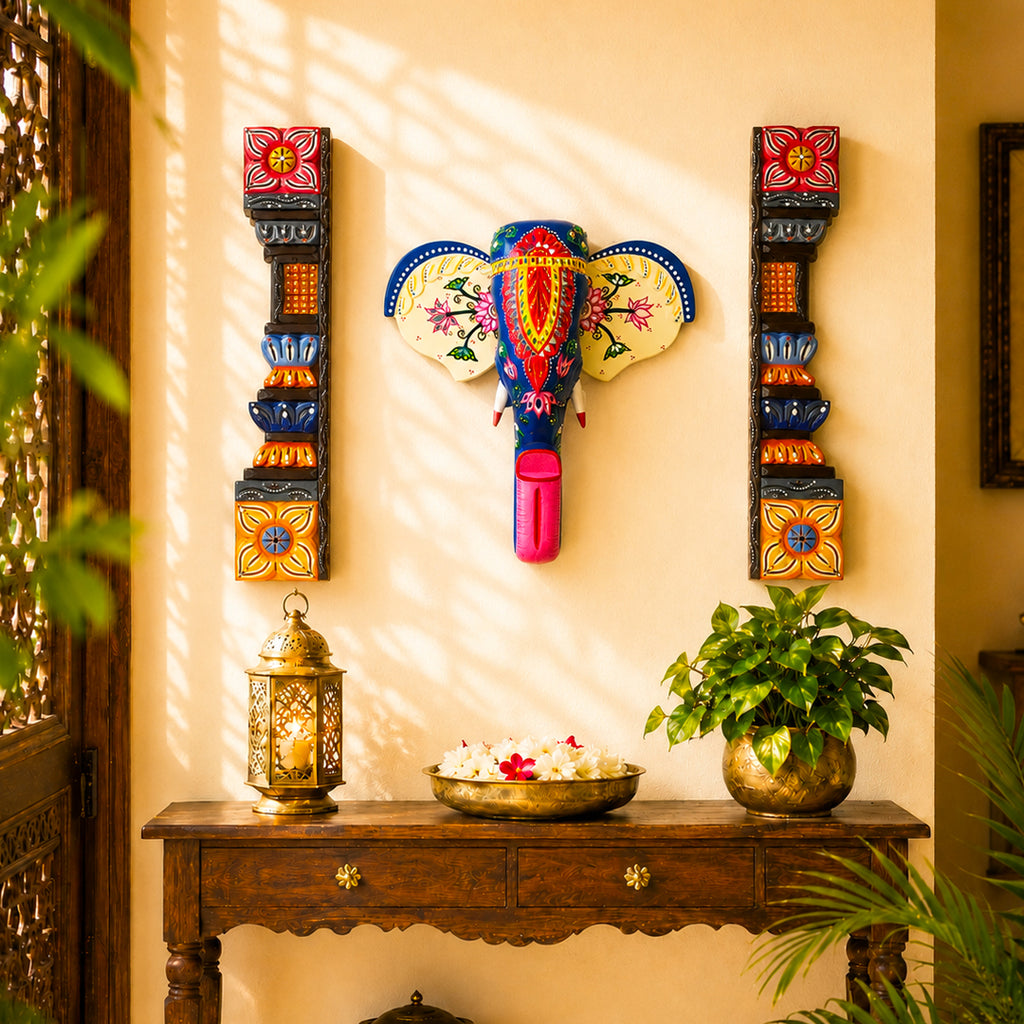 Hand Carved Pillars Temple Style