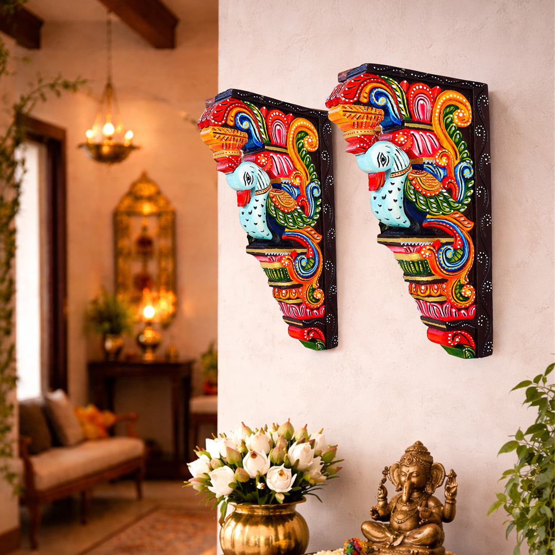 Peacock  Corbel Bracket wall decor in living room