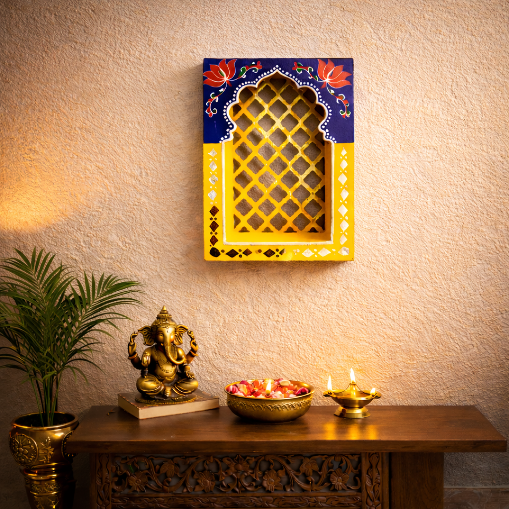 Royal Jali Jharokha Series A Blue Yellow