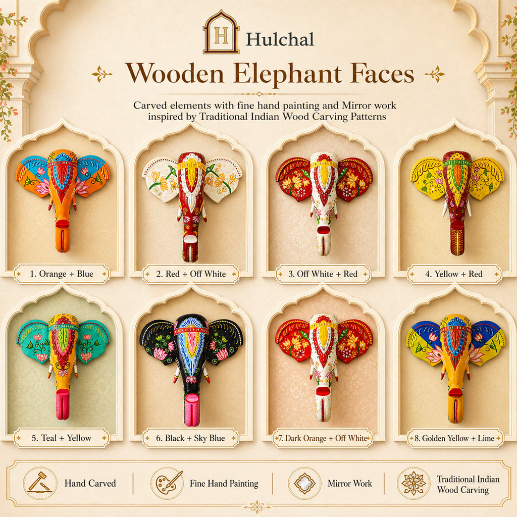 Wooden Elephant Face Wall Décor A