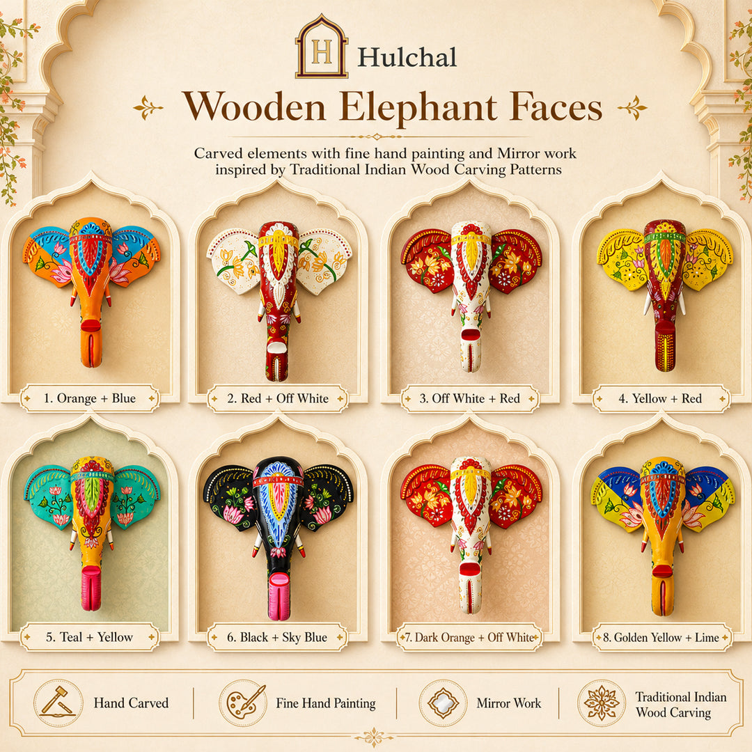 Wooden Elephant Face Wall Décor A