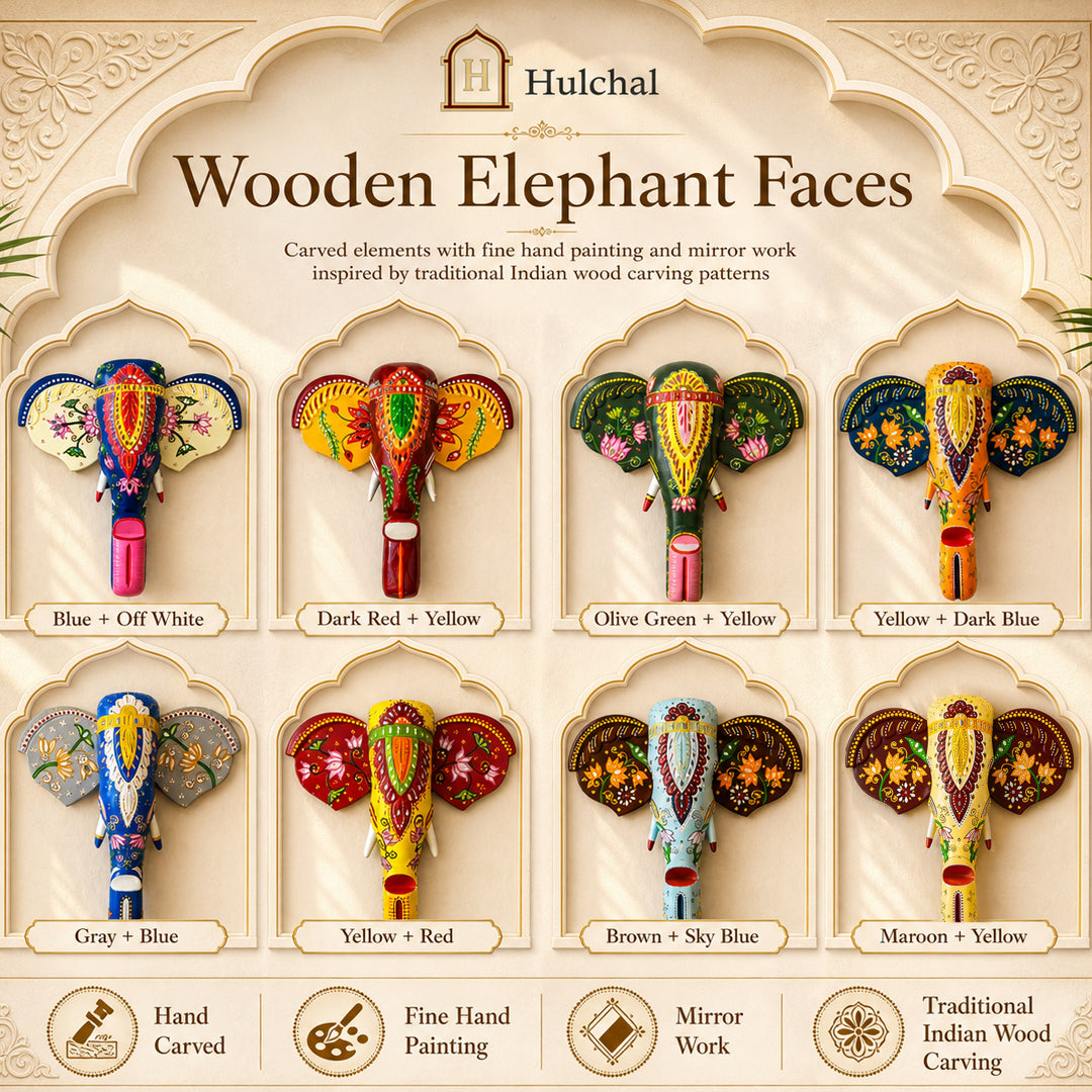 Wooden Elephant Face Wall Décor B