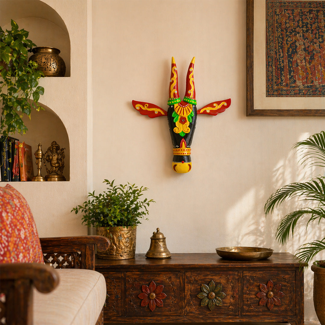 Wooden Cow Face Wall Décor