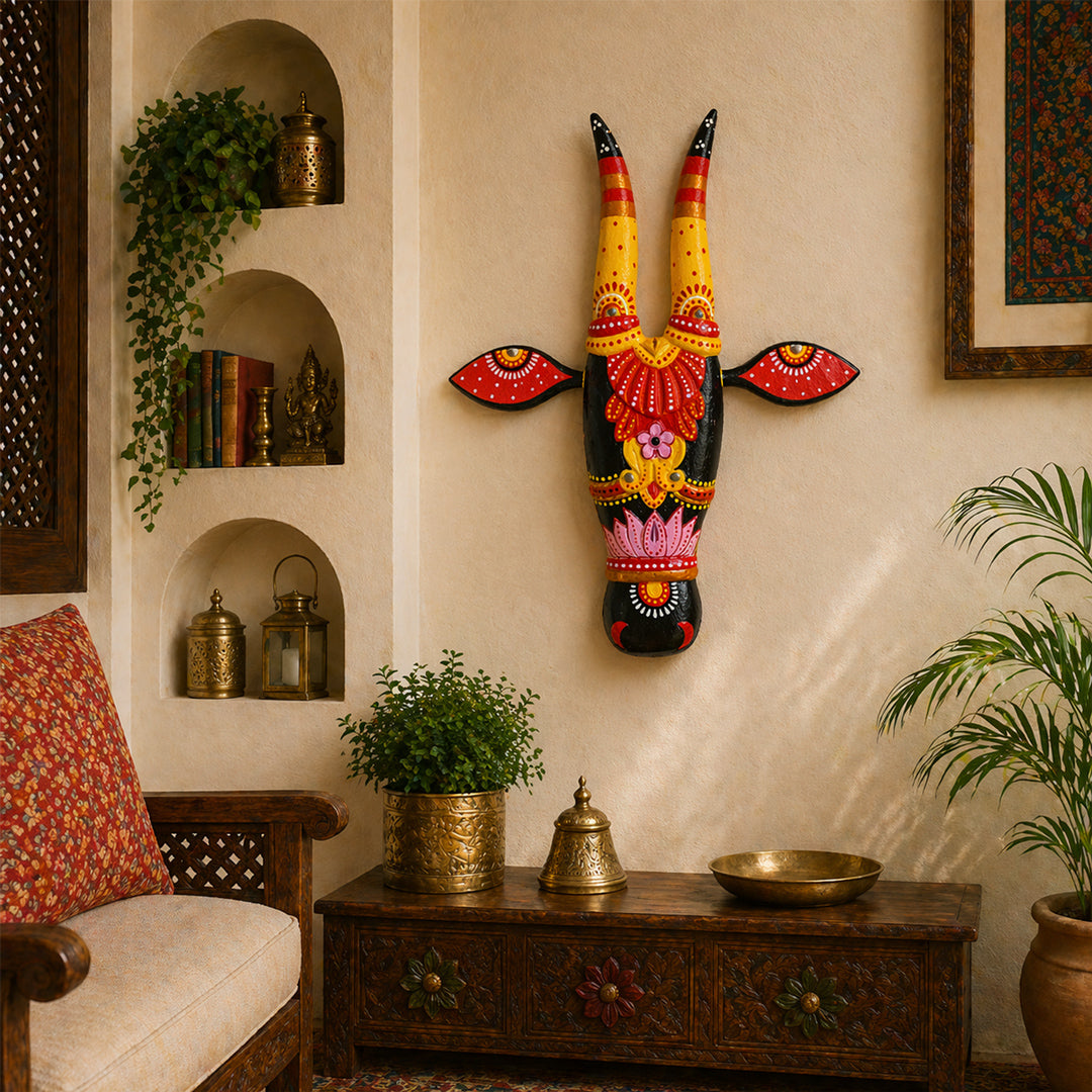 Wooden Cow Face Wall Décor Ethereal