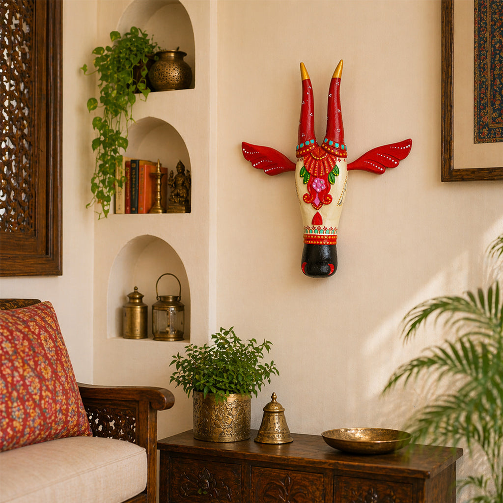 Wooden Cow Face Wall Décor Luxury