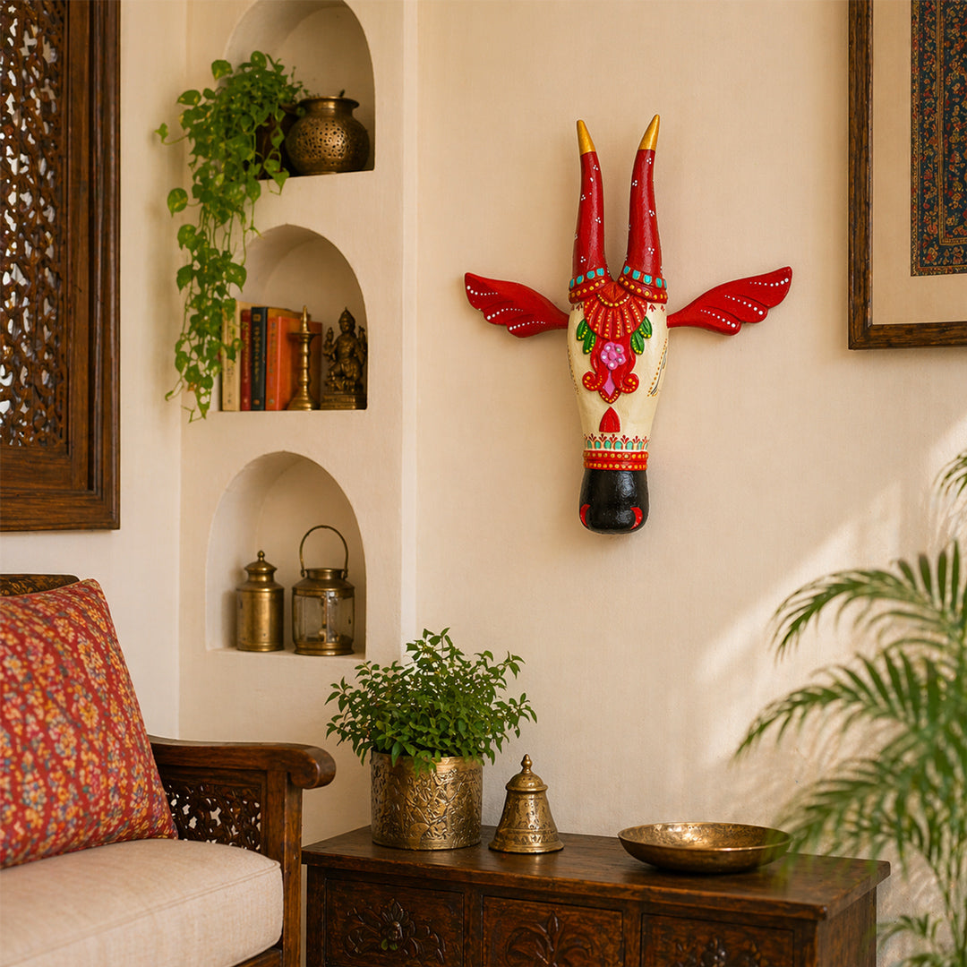 Wooden Cow Face Wall Décor Luxury