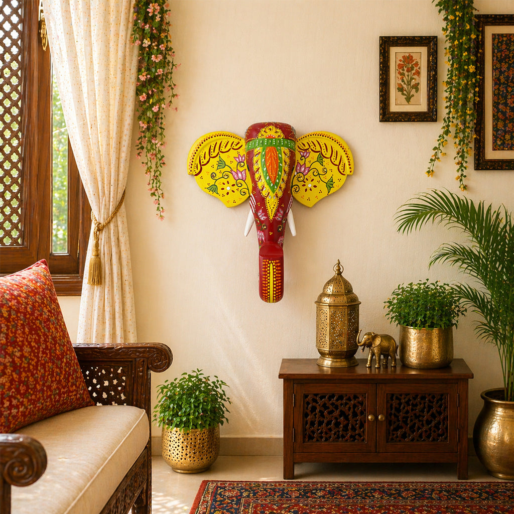 Wooden Elephant Face Wall Décor A Graceful