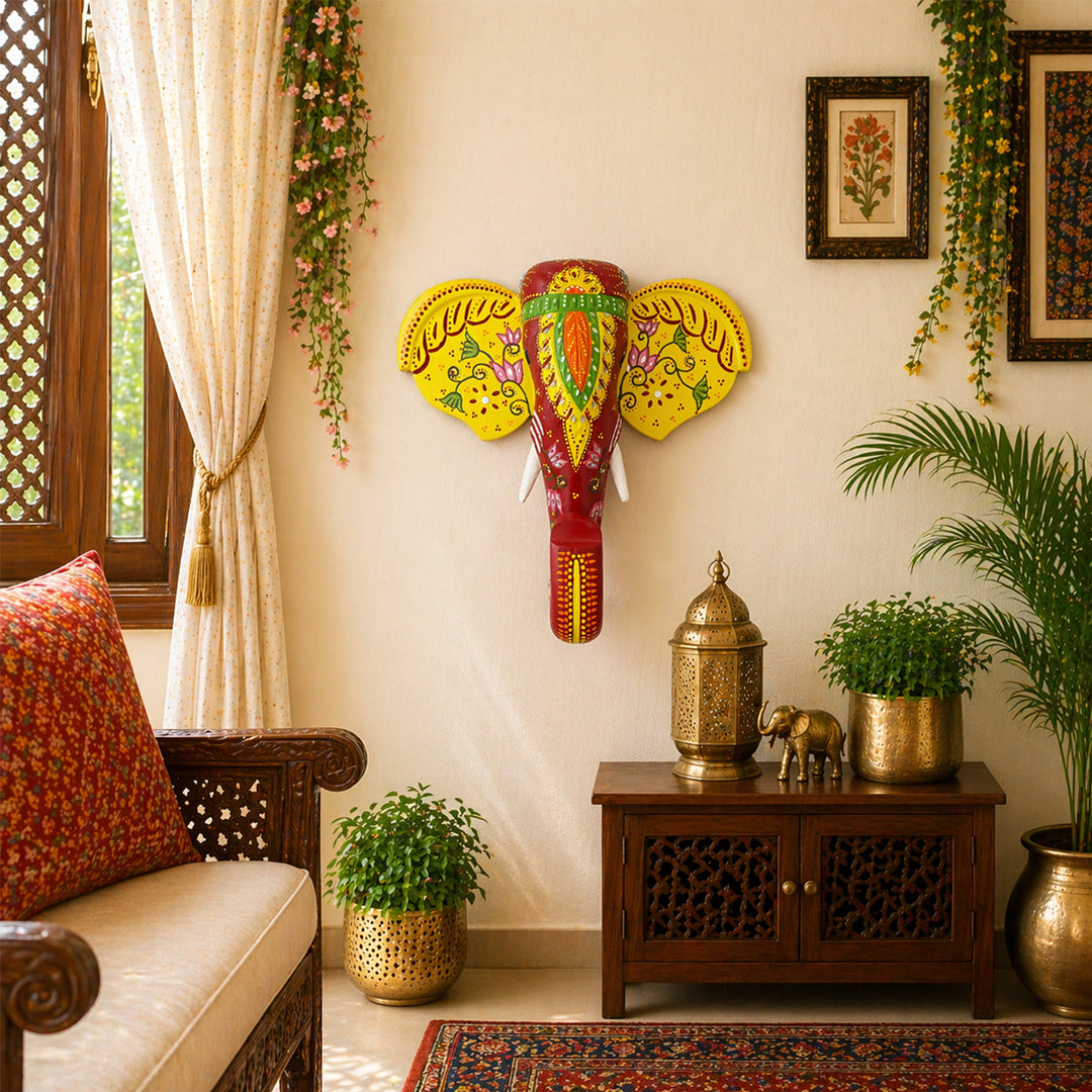 Wooden Elephant Face Wall Décor A Graceful