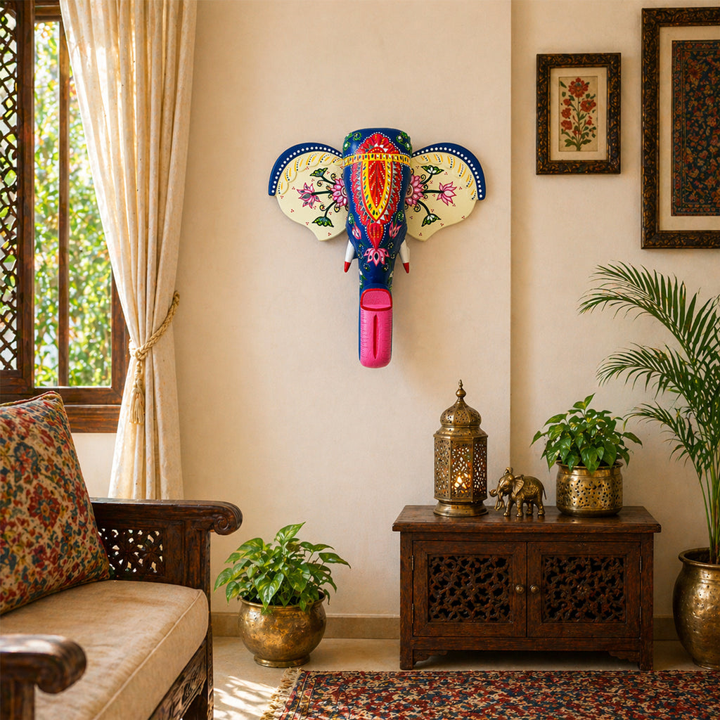 Wooden Elephant Face Wall Décor B