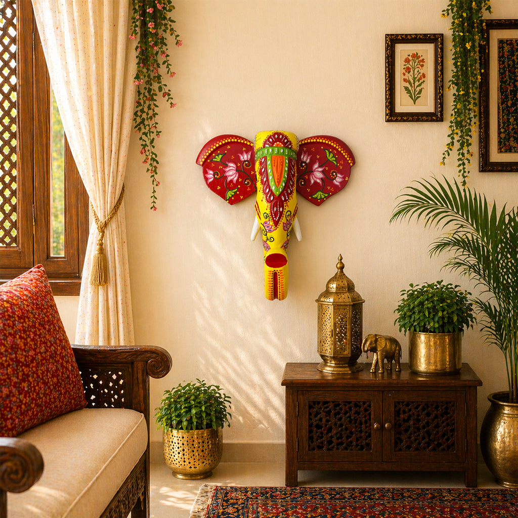 Wooden Elephant Face Wall Decor Elite