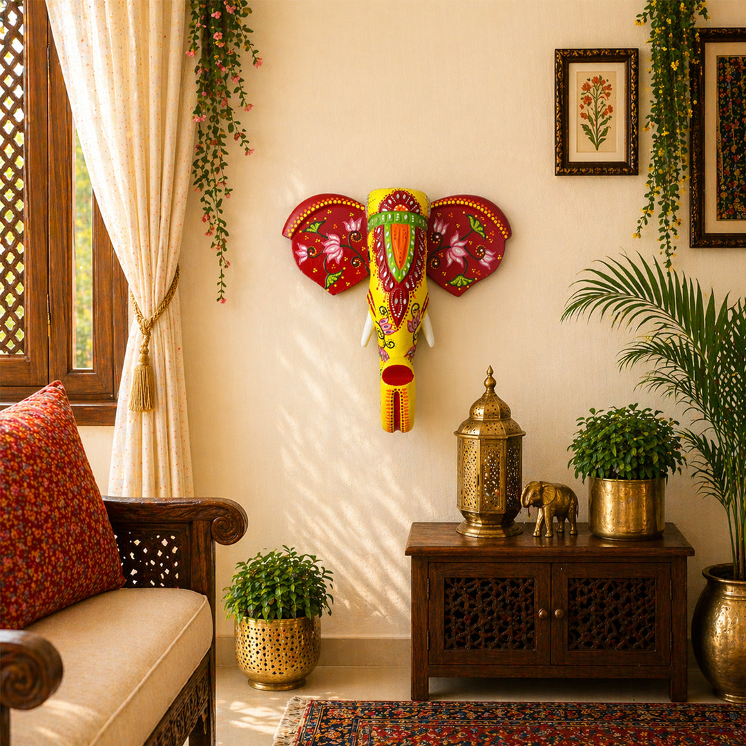 Wooden Elephant Face Wall Decor Elite
